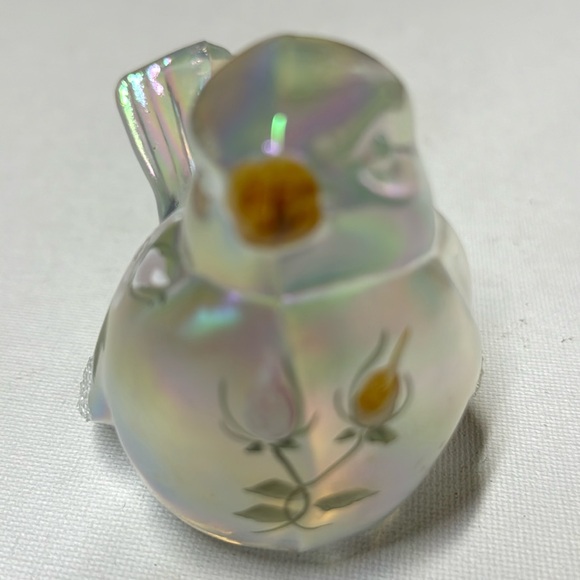 FENTON Signed Hand Painted opalescent Bird Flowers USA - Picture 4 of 6